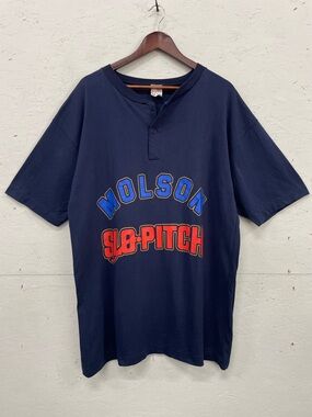 Vintage 1990s Molson Slo-Pitch Henley Shirt, Size XL